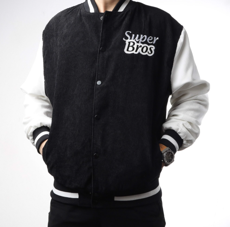 Áo khoác bomber ACKET VARSITY S.BROS, Áo khoác bomber super boss chất vải nhung 2 lớp thêu nổi,áo khoác ngoài Ulzzang, Áo khoác bomber nam nữ Hàn Quốc 2022, áo khoác kaki nhung nam nữ unisex cá tính