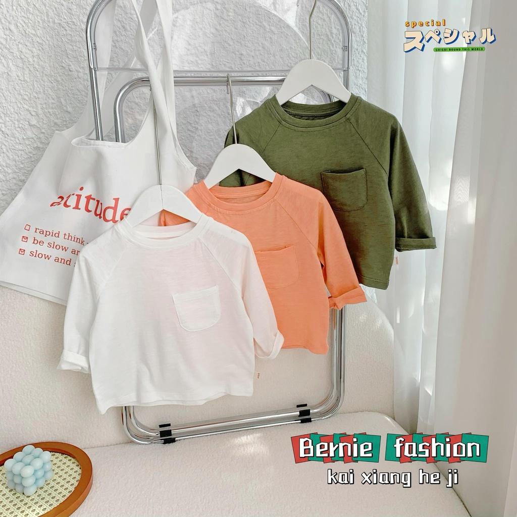 Áo phông dài tay, áo thun unisex cho bé trai gái , chất liệu cotton mềm mại màu trắng, đen, cam, rêu