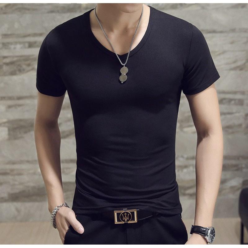 ️️ Áo thun nam tay ngắn cổ tim vải cotton mềm mịn Nhiều màu đủ size