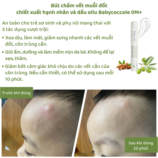 Bút Chấm vết Muỗi Đốt Babycoccole 0M+ Chiết xuất Hạnh Nhân và Dầu oliu 10 ml