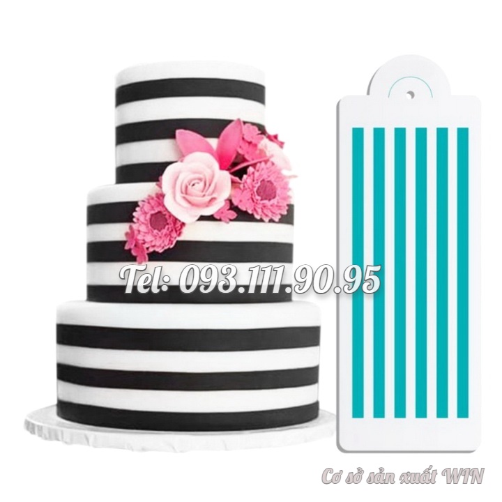 Khuôn rắc bột Stencil trang trí bánh, làm viền rau câu, Fondant hình sọc ngang kiểu Hàn Quốc – Mã số 1033