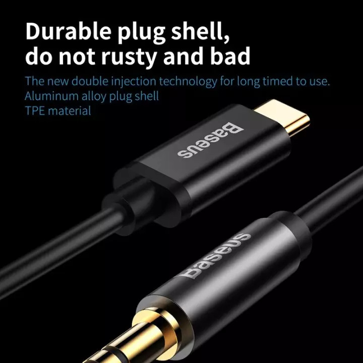 (Tặng túi đựng TOPK) Cáp âm thanh Baseus, Type-C to Audio 3.5mm cho điện thoại Samsung, Xiaomi, Huawei,....-Hàng chính hãng