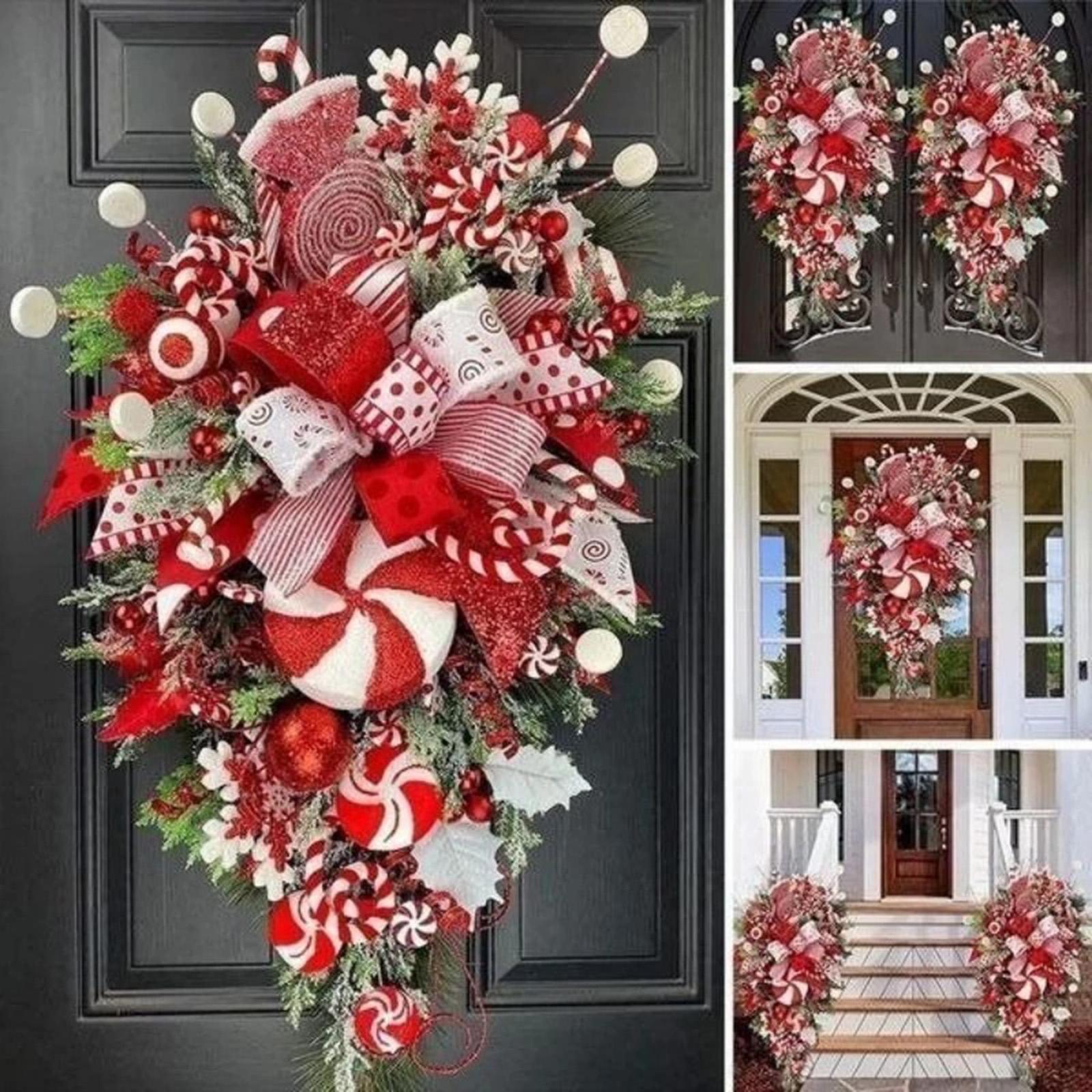 Artificial Christmas Teardrop Swag Xmas Garland for Garden Corridor Festival
