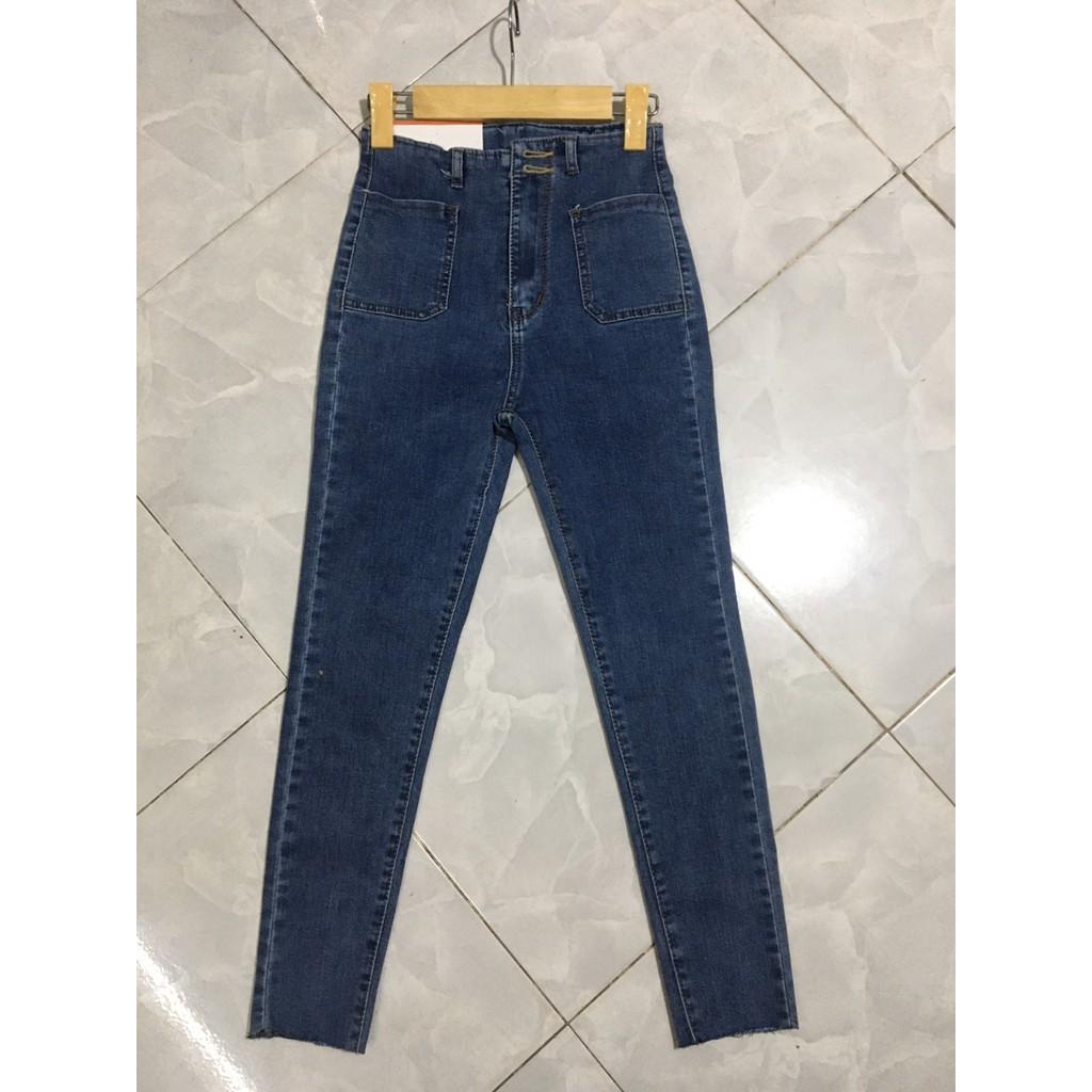 Quần jeans nữ cạp cao trên rốn siêu co giãn form dáng ôm siêu cao cấp