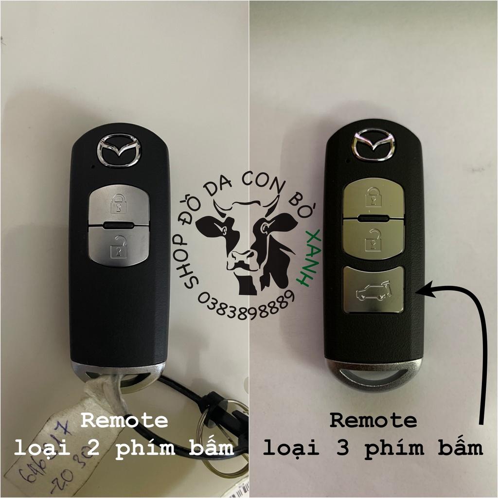 Bao da dành cho Chìa Khoá Ép Phom Mazda 2, Mazda 3, Mazda 6, CX5, CX8, CX9 handmade da thật 002e