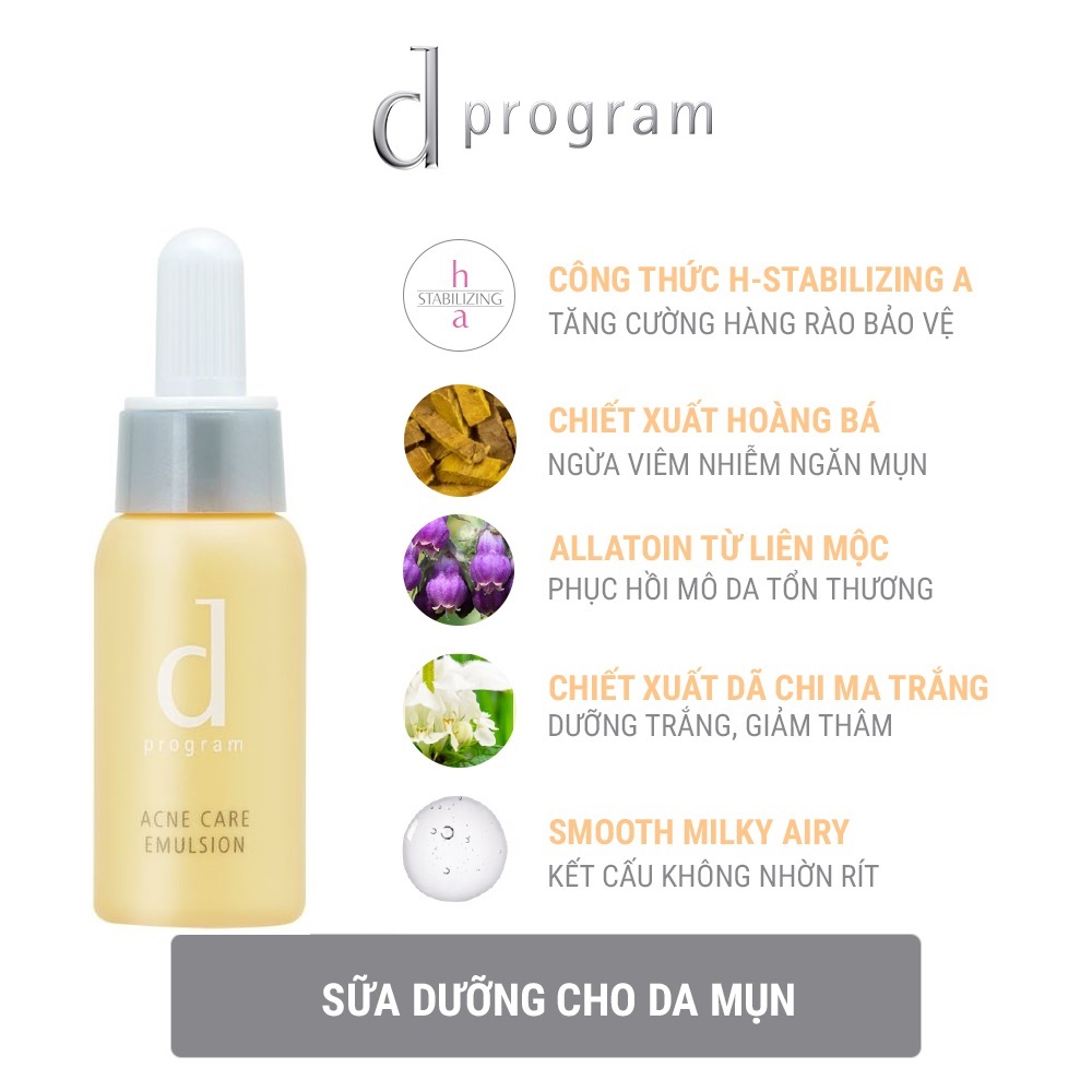 Sữa dưỡng cho da mụn d program Acne Care Emulsion 11ml - 95306