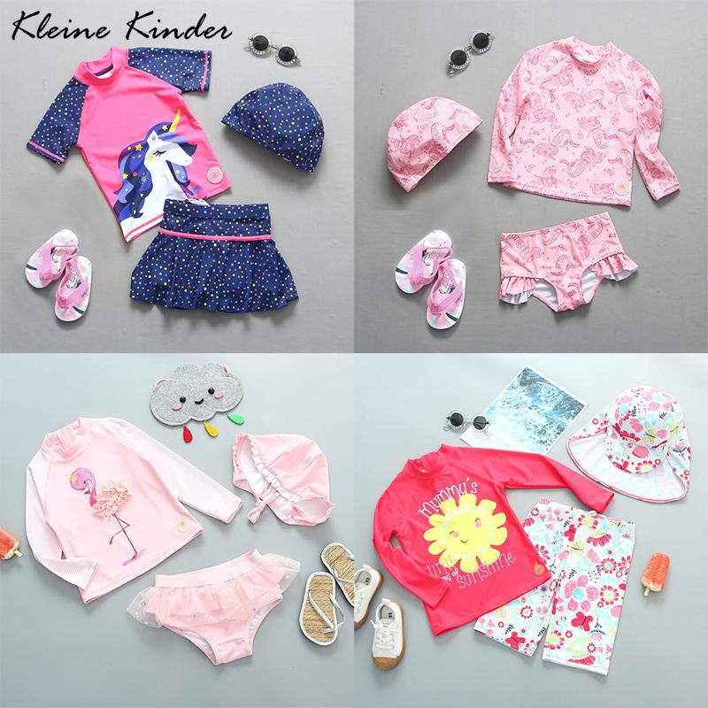Đồ Bơi Trẻ Em Chống Tia UV Nàng Tiên Cá Kỳ Lân In Cô Gái Đồ Bơi 3 Mảnh Tay Dài Áo Tắm Cho Bé Gái Bơi Trẻ Em phù Hợp Với