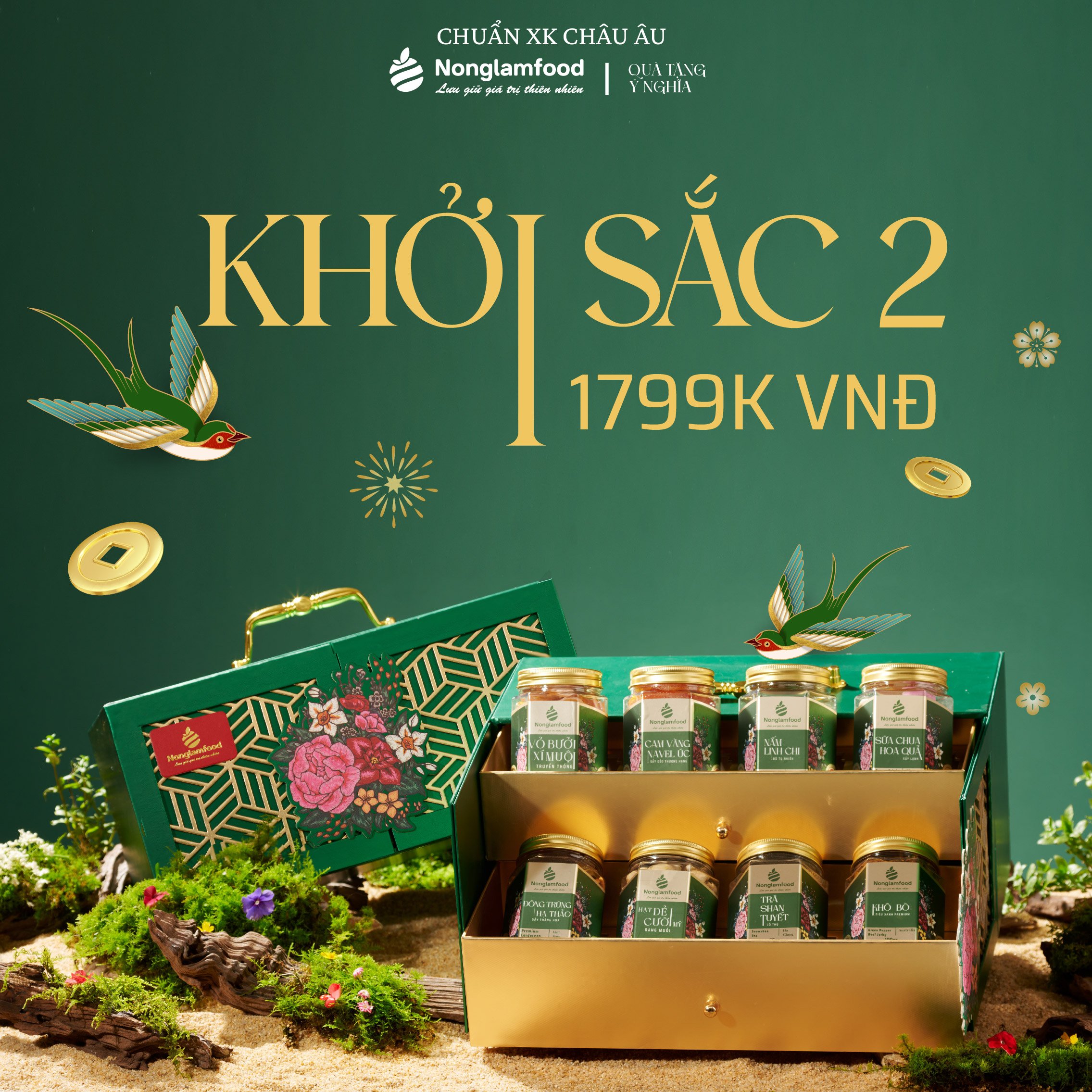 [BỘ QUÀ TẾT 2024] Set quà tết giới hạn Xuân Khởi Sắc 2 Nonglamfood | Quà tặng Xuân Giáp Thìn cao cấp cho doanh nghiệp