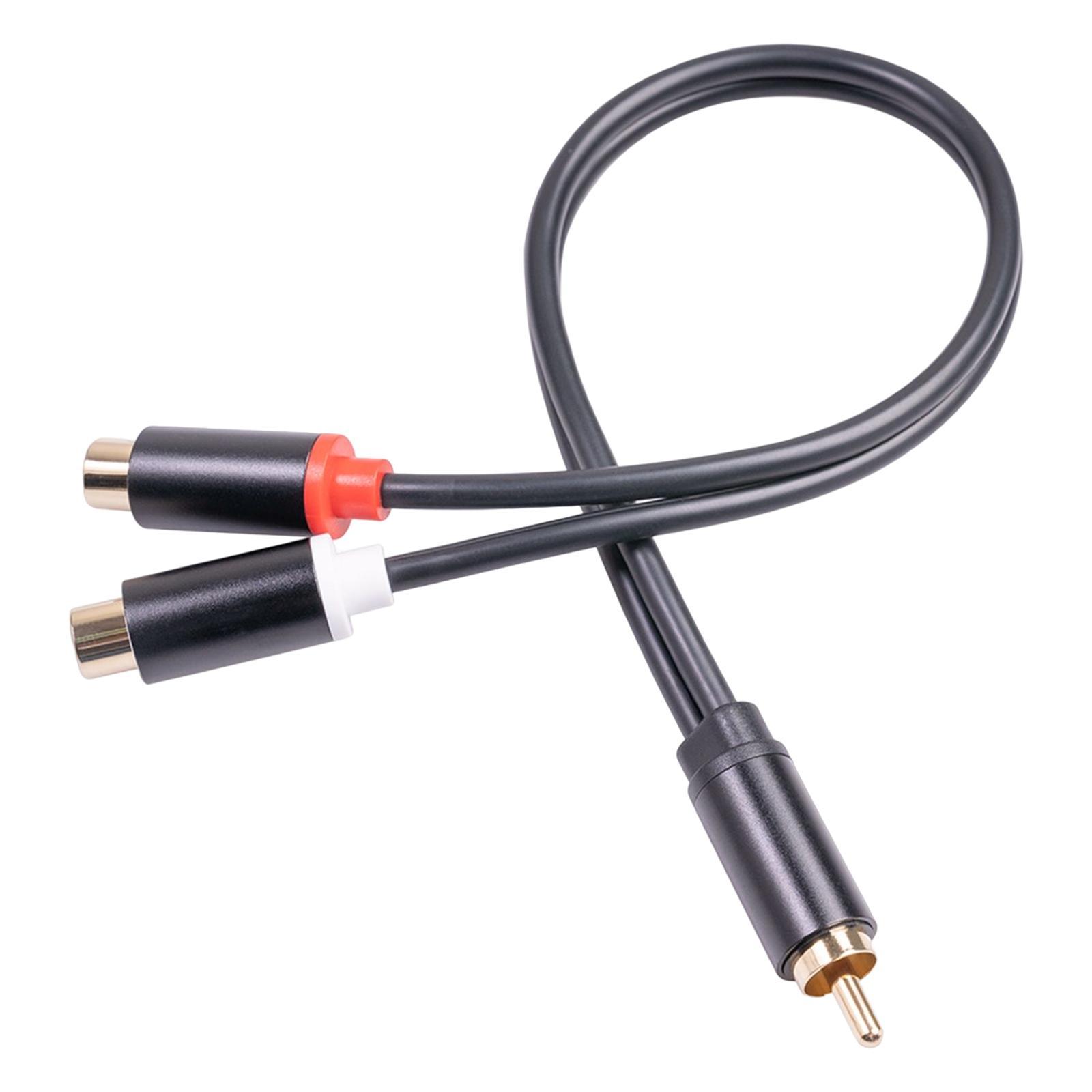 RCA to Dual RCA Cable 11.8in Female to Male Audio Converter Cord Solid for Amplifier