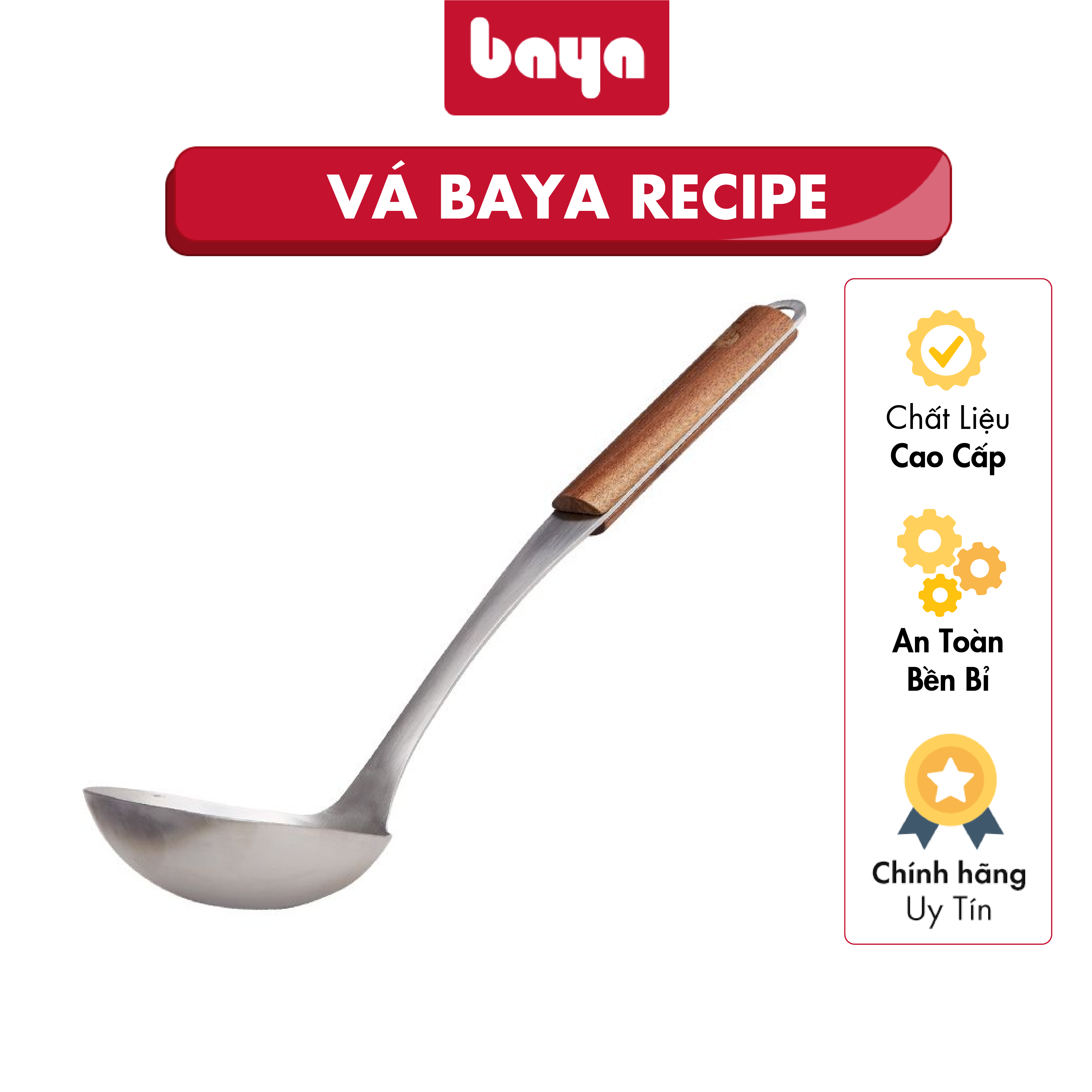 Vá Múc Canh Cán Gỗ Óc Chó Cao Cấp BAYA RECIPE Với Chất Liệu Thép Phù Hợp Khi  Nấu Nướng Và Phục Vụ Tại Bàn 4060