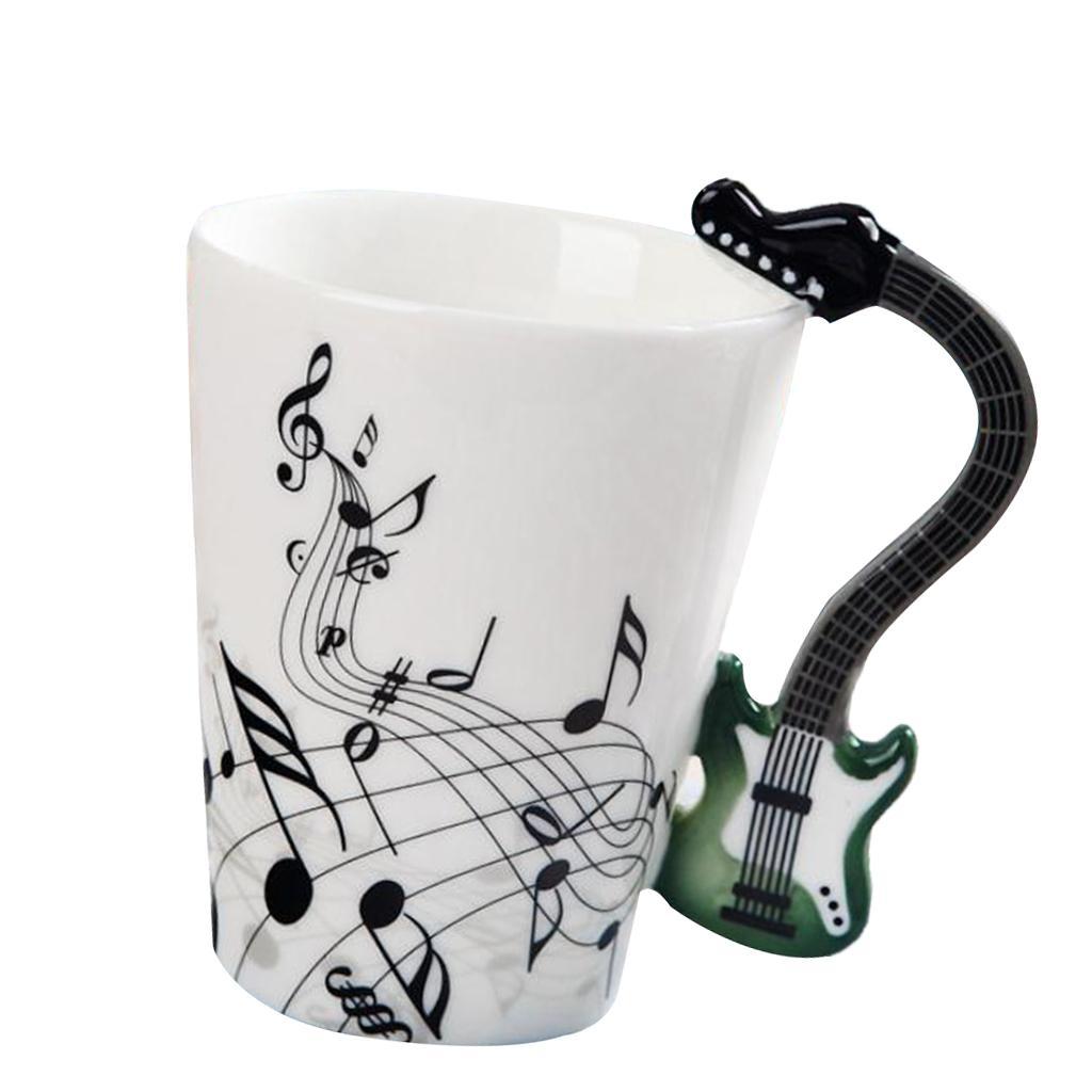 400ml Music Mug with Handle Coffee Cup Ceramic Cup Gift for Friend Guitar
