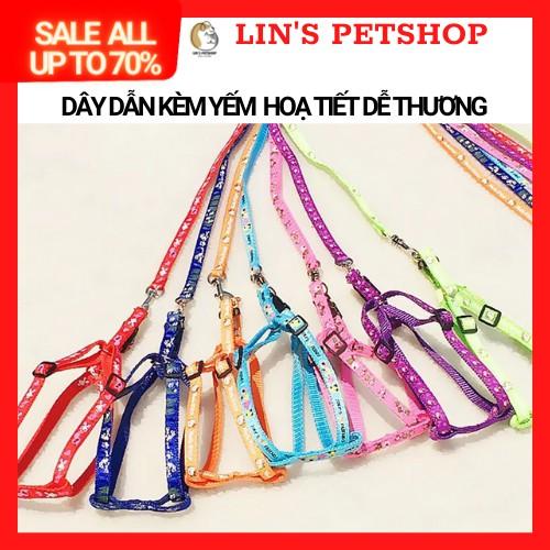 Dây Dắt Kèm Vòng Cổ Chuông Hoạ Tiết 1.5cm