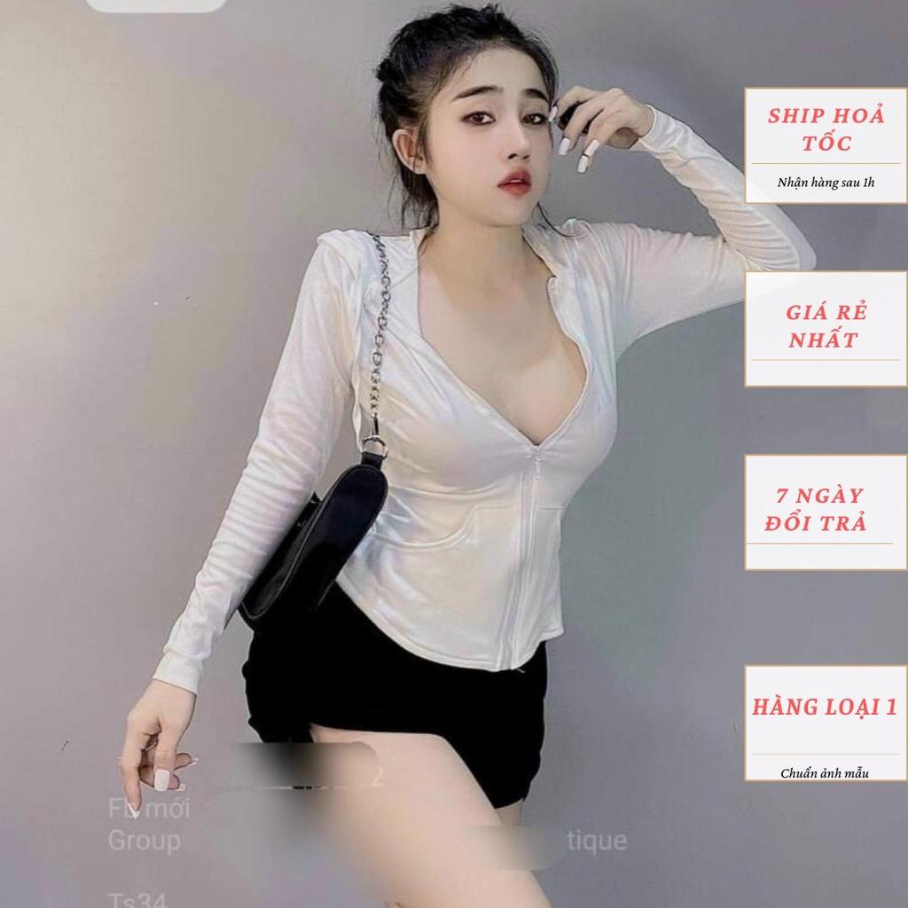 Áo thun nữ dài tay kéo khóa mũ siêu hot tôn dáng sang chảnh đẹp, độc, lạ
