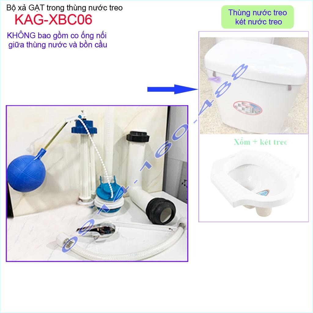 Bộ xả bồn cầu treo tường KAG-XBC06-tay gạt, Bộ ruột xả ruột két nước treo cho bồn cầu két rời