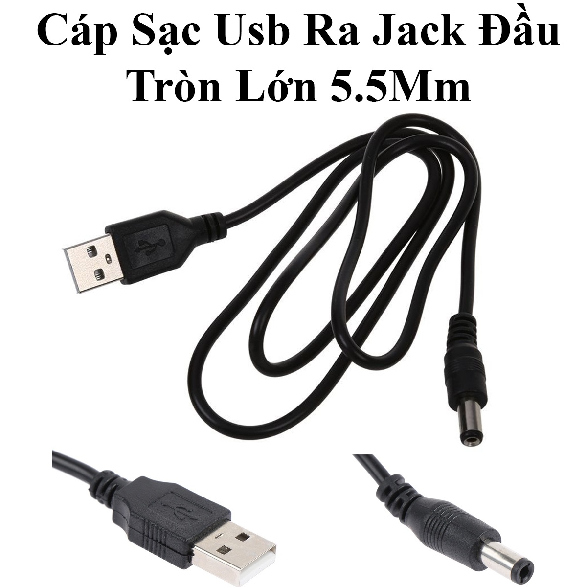 Cáp Sạc Loa Phóng Thanh Và Các Thiết Bị Điện Tử Usb Ra Jack Đầu Tròn Lớn 5.5Mm Dài 1M