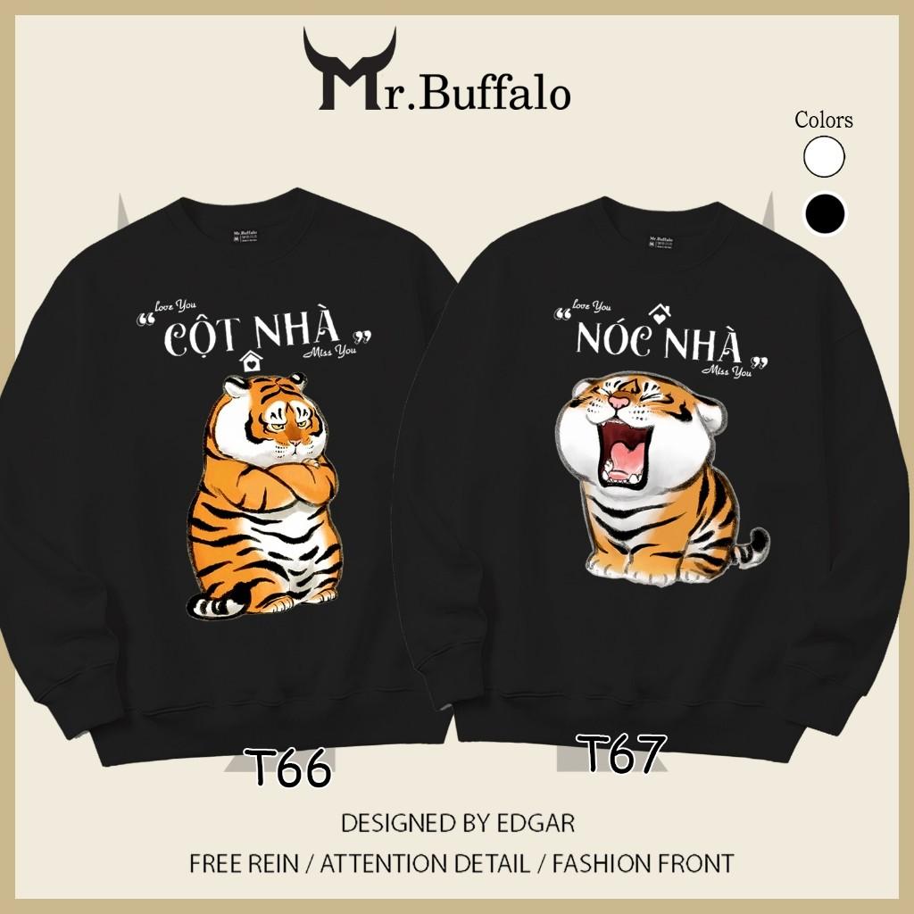 Áo Sweater cặp đôi Hổ (nóc nhà - trụ cột) dễ thương Mr.Buffalo - T67 - Đen