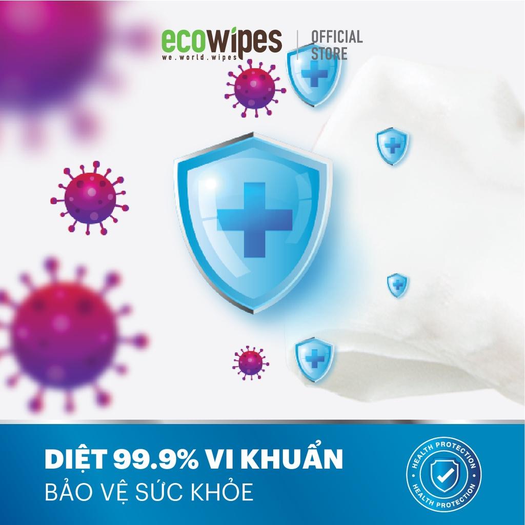 Combo 05 gói khăn giấy ướt diệt khuẩn Disinfecting Wipes Ecowipes gói 60 tờ diệt 99,9% vi khuẩn