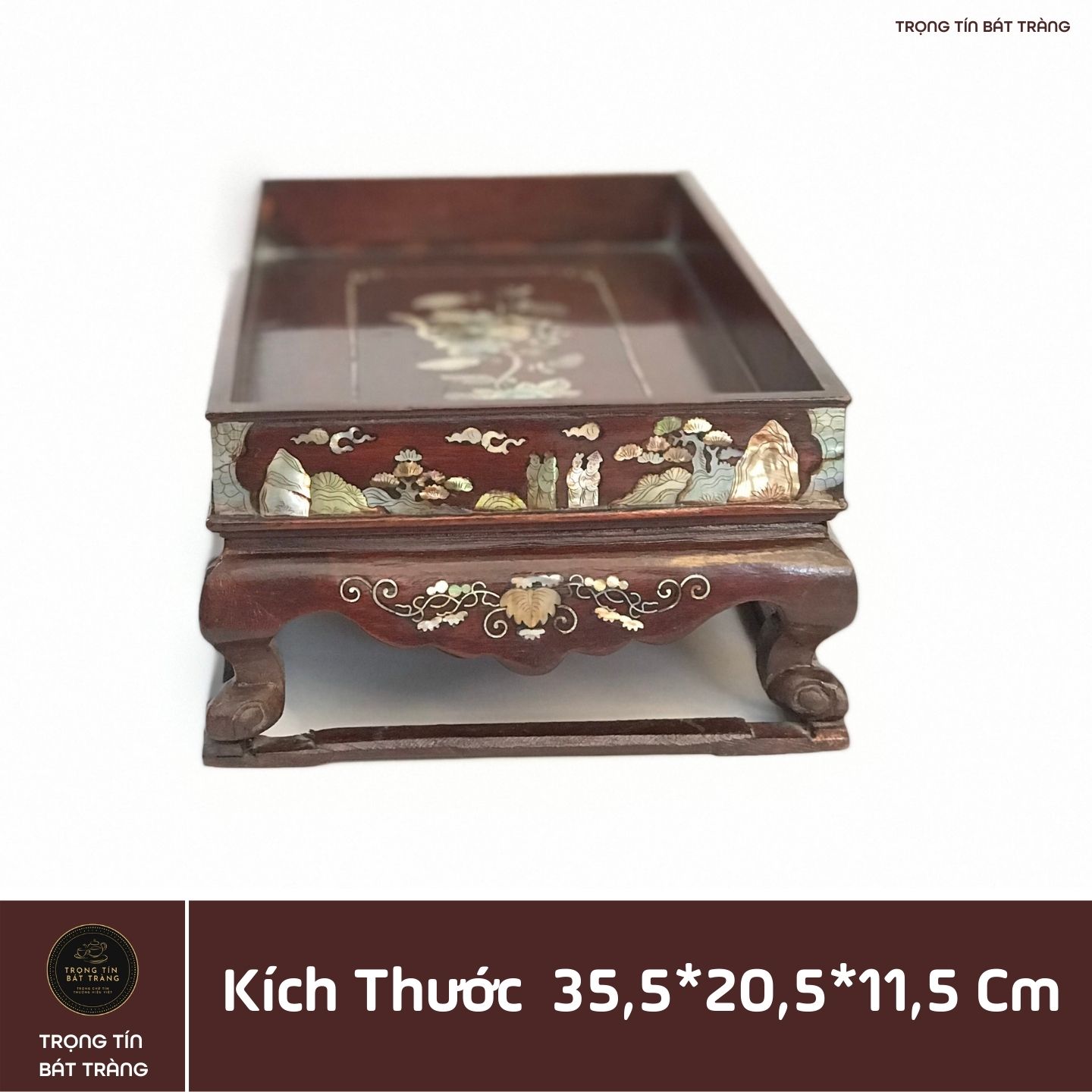 Khay Trà Gỗ Hương Hình Chữ Nhật Kích Thước 35,5*20,5*11,5 cm KT 80