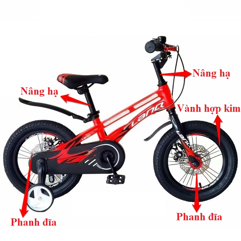 Xe Đạp Trẻ Em LanQ FD80 Siêu Nhẹ, Phanh Đĩa Dành Cho Bé Từ 3 Đến 8 Tuổi Shop Xe Đạp Cá Heo