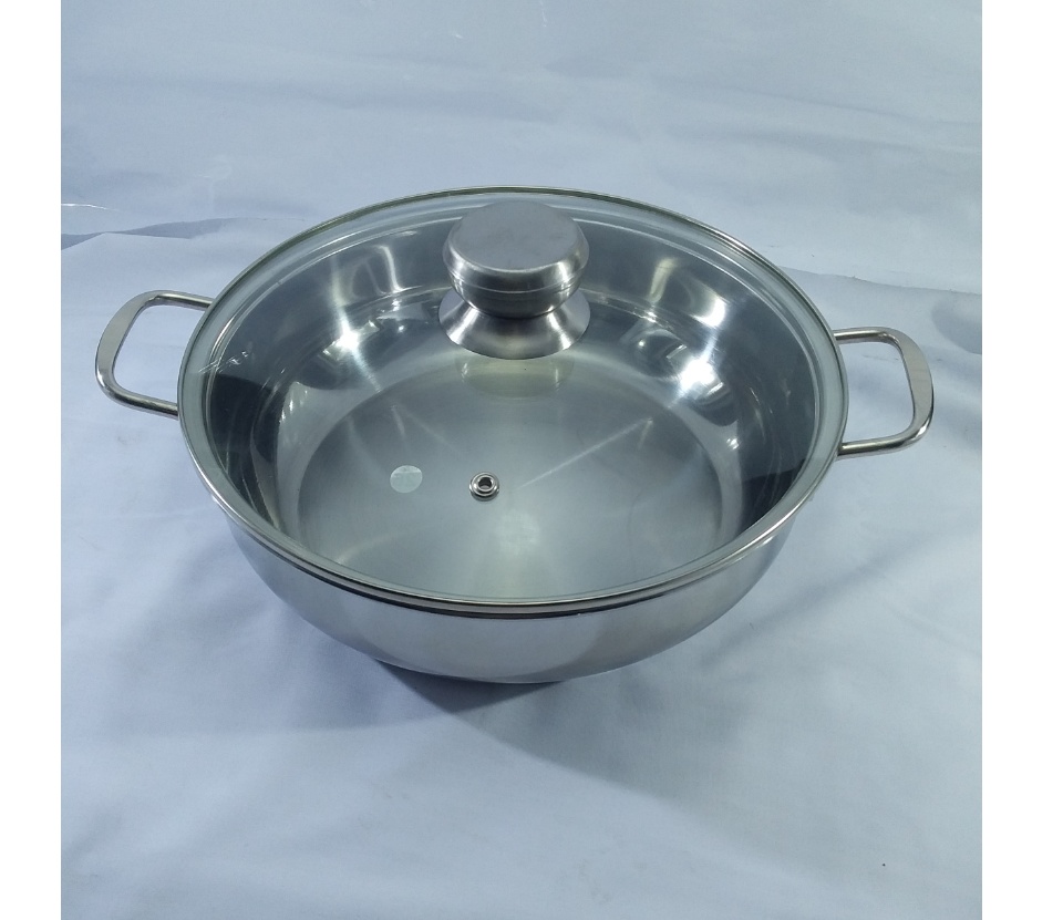 Chảo Lẩu Inox 3 Đáy Rainy Dùng Được Cho Bếp Từ Nắp Kiếng- Hàng Chính Hãng -