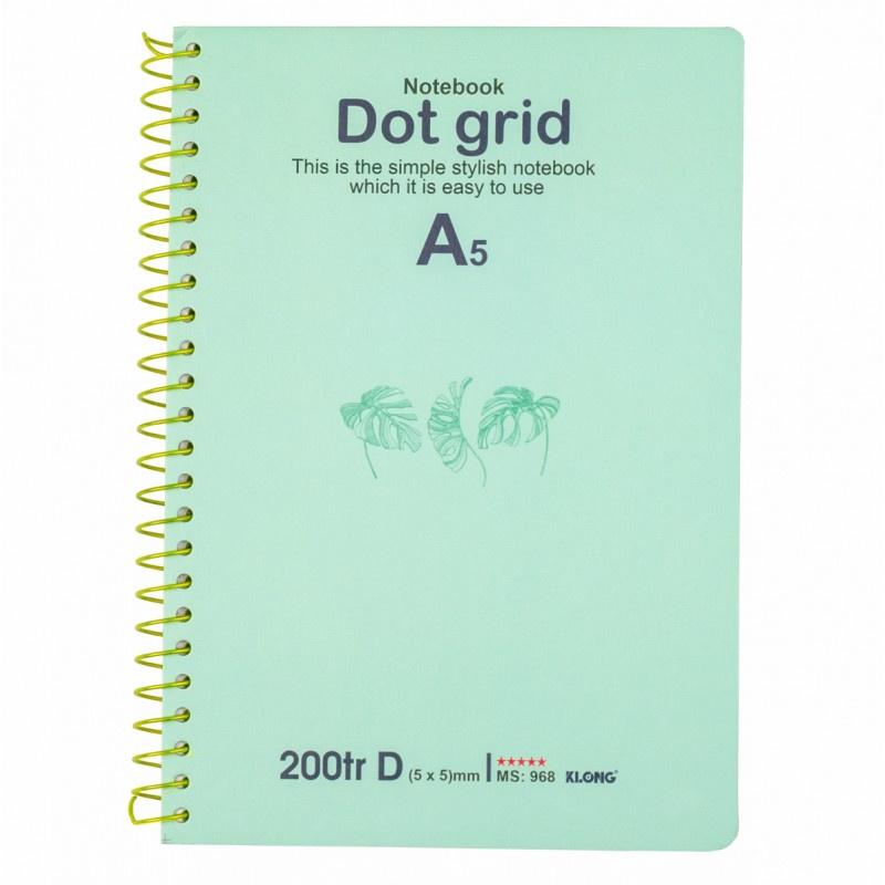 Sổ Dot Grid lò xo đơn KLONG A5 200 trang 70/76; MS: 968