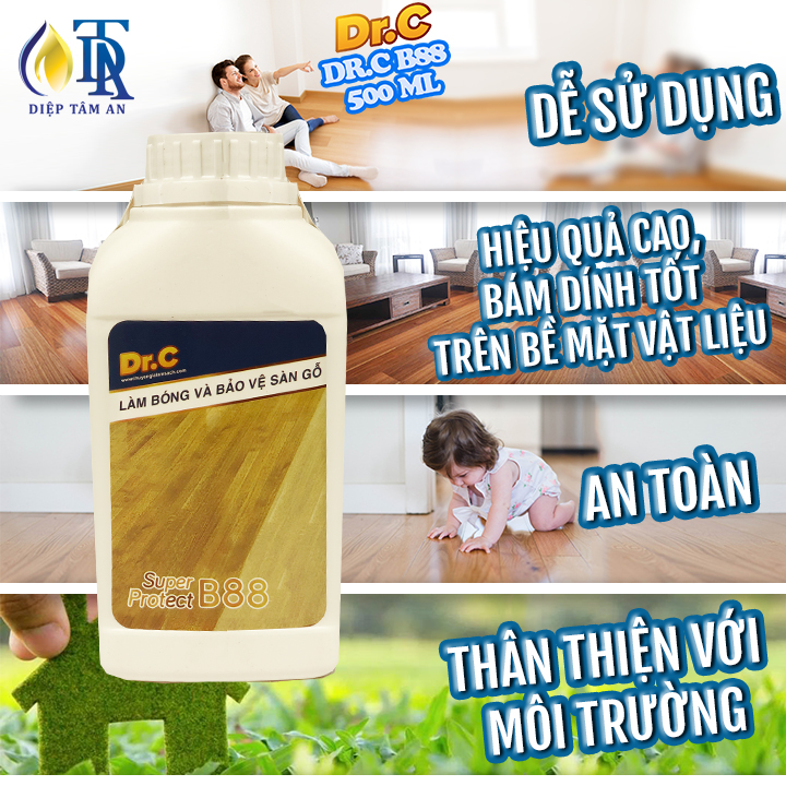 Dung Dịch Phủ Bóng Dr.C B88 500ml, Phục Hồi Độ Bóng,Đồ Nội Thất, Sàn Gỗ,Tạo Lớp Bảo Vệ Sàn, Chống Trơn Trượt Sàn Gỗ