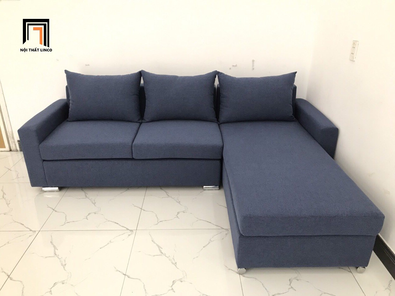 Bộ ghế sofa góc L giá rẻ màu xanh đen nhiều kích cỡ