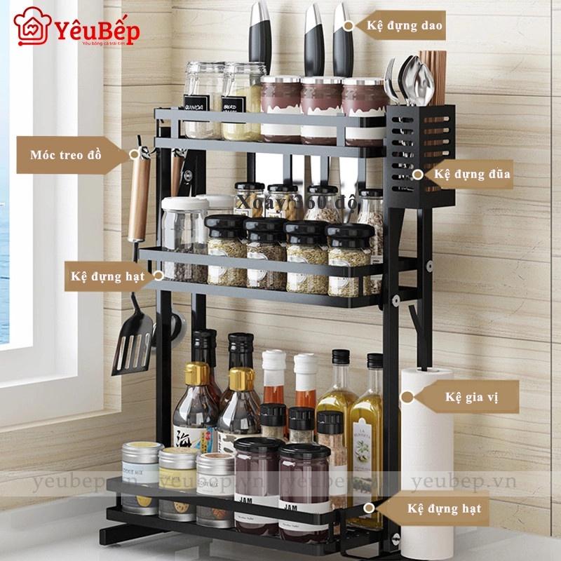 Kệ Gia Vị Đa Năng Chữ L 2 Tầng 3 Tầng Amalife - Giá Dựng Gia Vị Đa Năng Có Ống Đũa, Giá Để Dao Thớt Cao Cấp