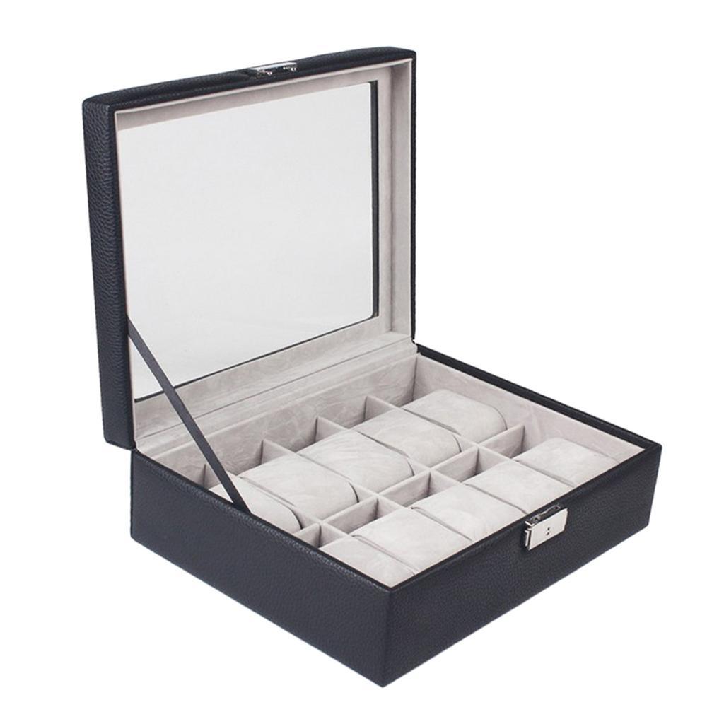 10 Slot Fashion PU Leather Watch Display Box Case Jewelry Storage Organizer