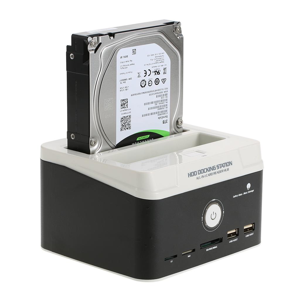 Ổ cứng gắn ngoài Đa chức năng 2,5 "/ 3,5" USB 2.0 sang SATA IDE Đầu đọc thẻ 2.0 Hub với OTB