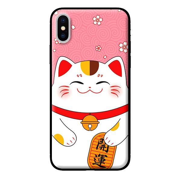 Ốp in cho iPhone X Mèo Nền Hồng - Hàng chính hãng