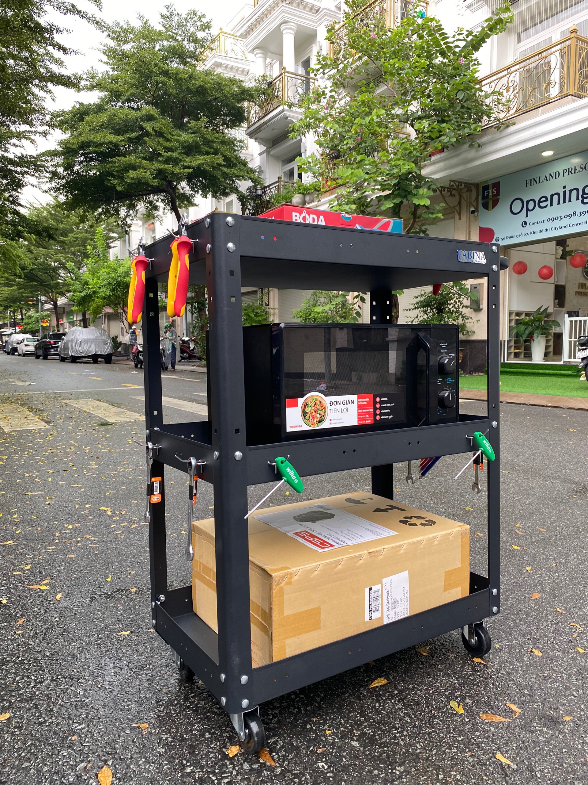 Kệ thép 3 tầng cao 980mm màu đen