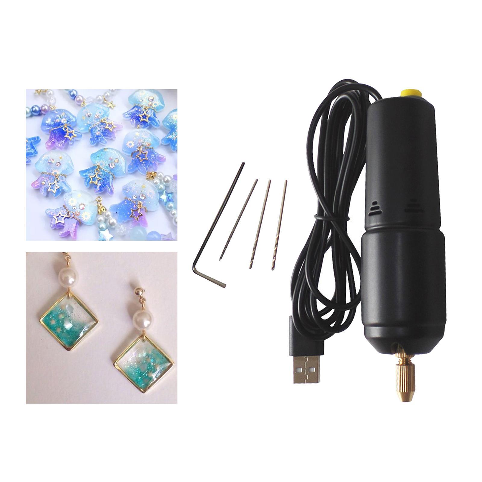 Mini Electric Hand Drill with 5Pcs Drill Bits Handheld Small Micro USB Drill for Jewelry