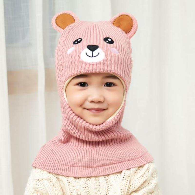 2020 Bé Gái Mới Mùa Đông Mũ Ấm Gấu Skullies Beanies Dệt Kim Mũ Trẻ Em Balo Mặt Nạ Nón Gorras