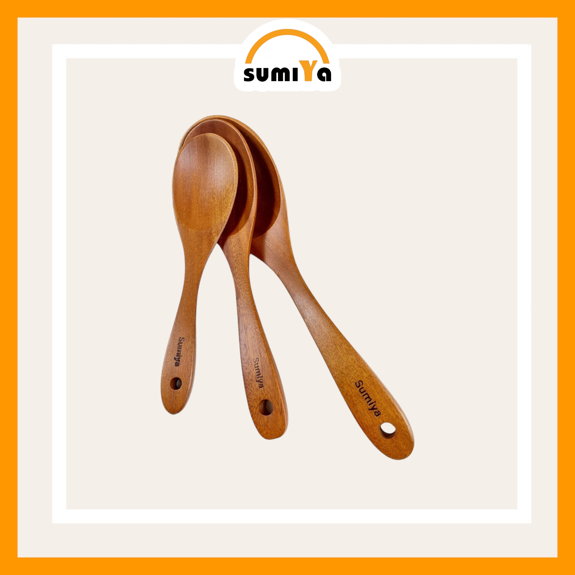 Muỗng canh gỗ SUMIYA, vá canh gỗ tự nhiên, vá múc canh gỗ tự nhiên