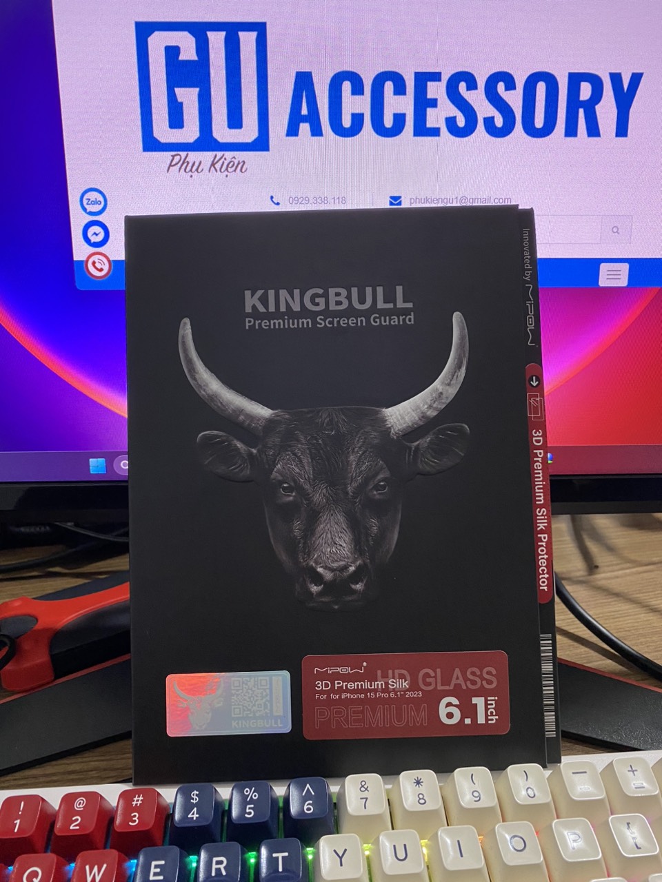 Miếng dán cường lực Mipow Kingbull Ultra 3D Dành Cho iPhone 15 Hàng Chính Hãng