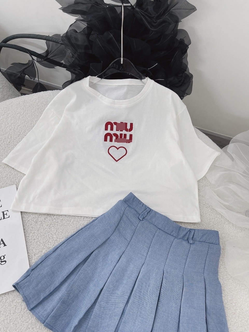 ĐẦM SET CHÂN VÁY NGẮN XẾP LY TENNIS MINI XÒE TRƠN + ÁO THUN CROPTOP RỘNG TAY NGẮN DẠO PHỐ ĐI BIỂN DỰ TIỆC