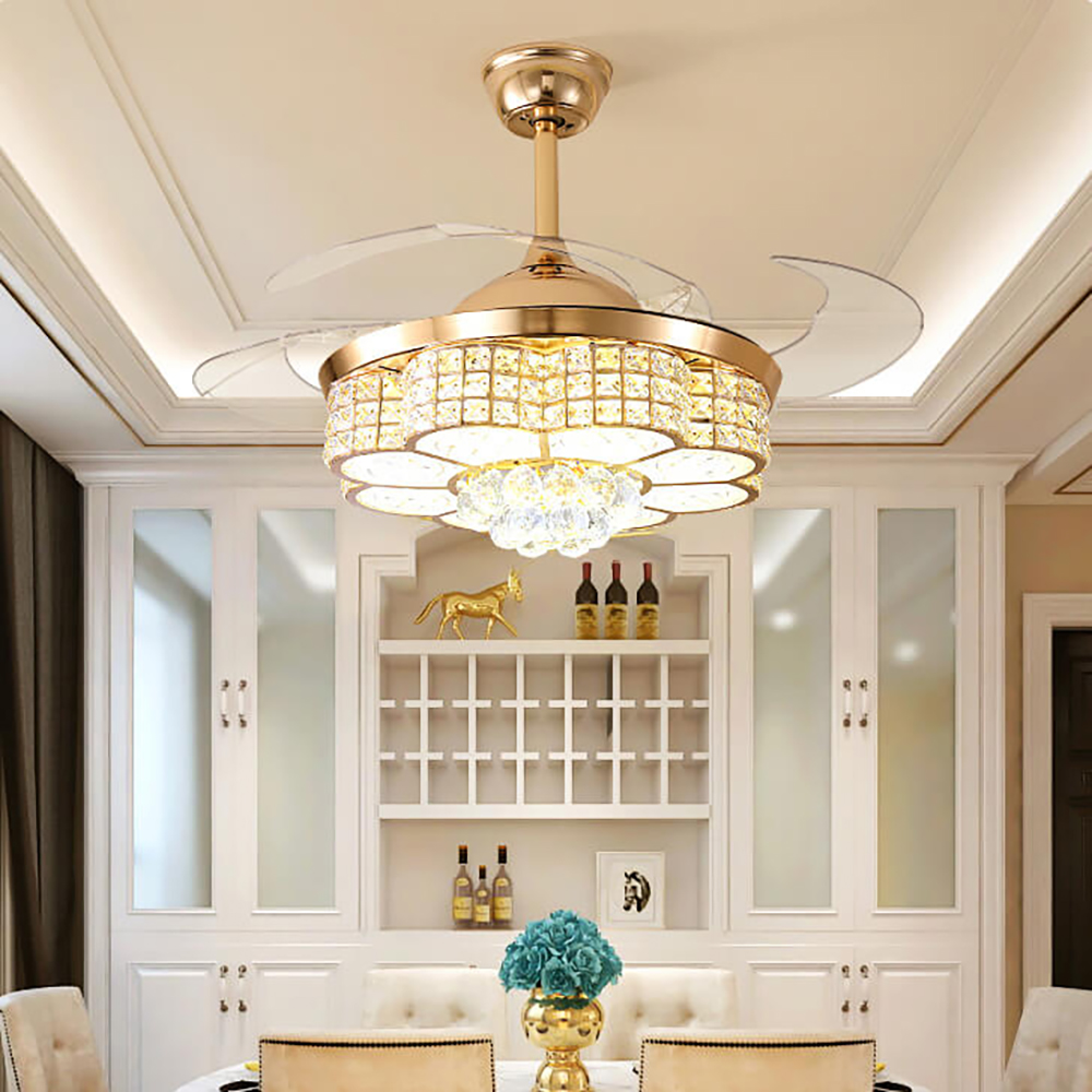 Quạt trần đèn pha lê - HL-FAN008