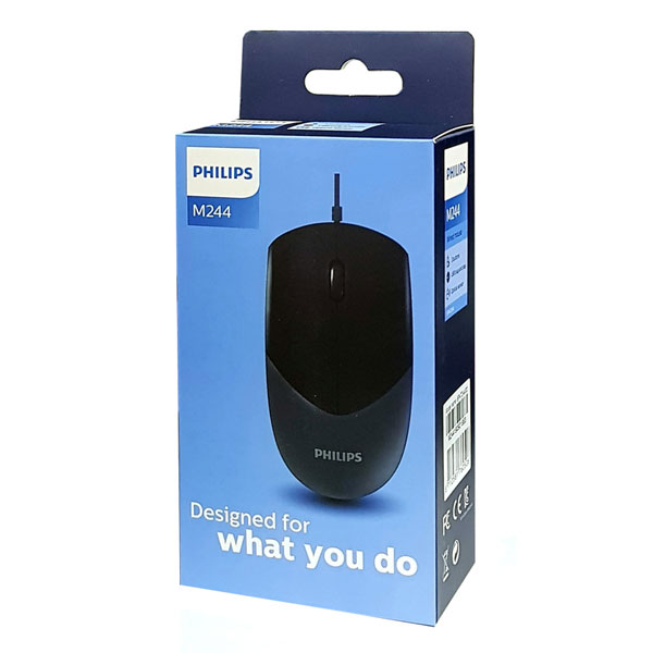 Chuột vi tính siêu bền Philips SPK7244 (M244) - phù hợp cả người thuận tay trái hoặc phải (đen) HÀNG CHÍNH HÃNG