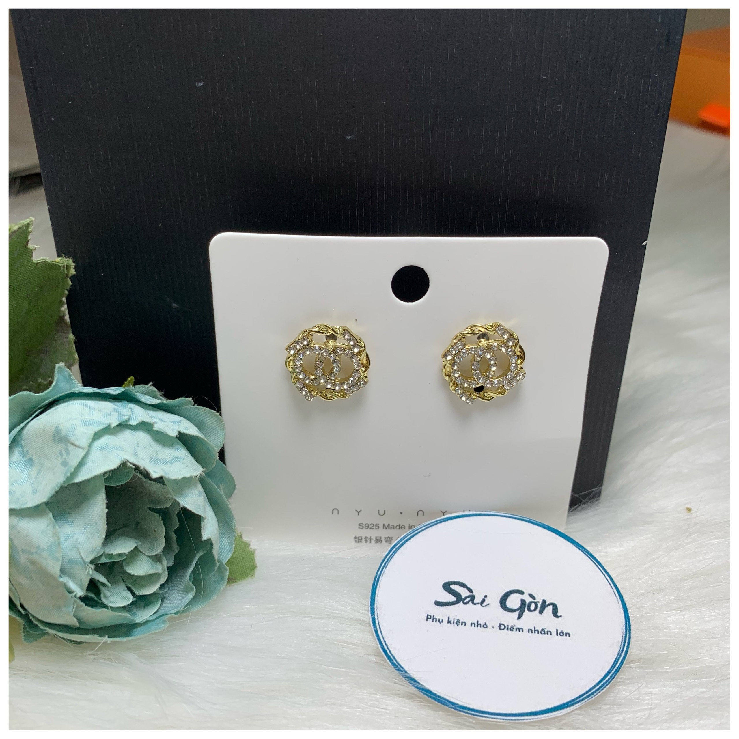 Bông tai đính đá phong cách cổ điển SAIGON ACCESSORY