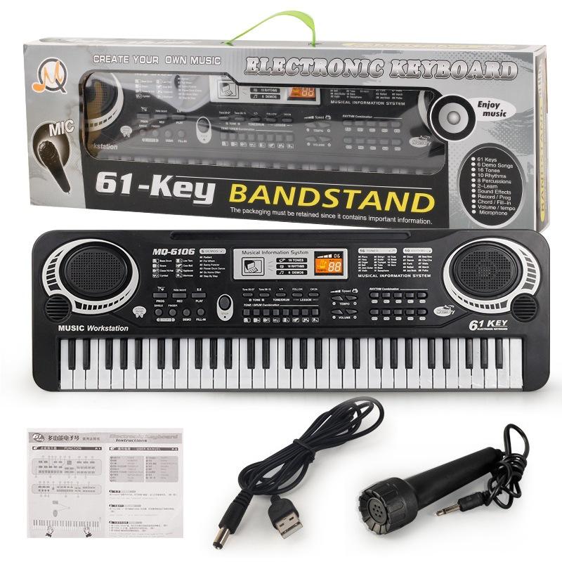 Đàn Piano 61 Phím, Kèm Mic Hát, Quà Tặng Cho Bé Vui Chơi Phát Triển Trí Tuệ