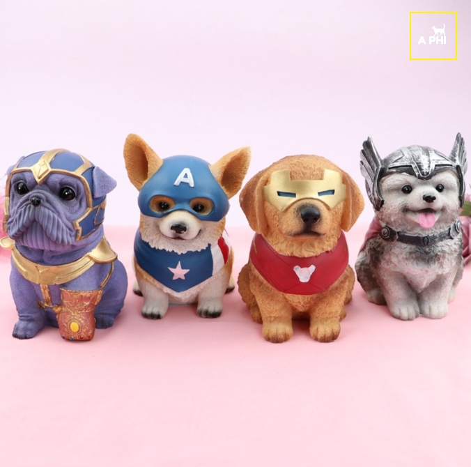 Mô hình cún con siêu anh hùng: Thanos, Captain America, Thor, Iron Man