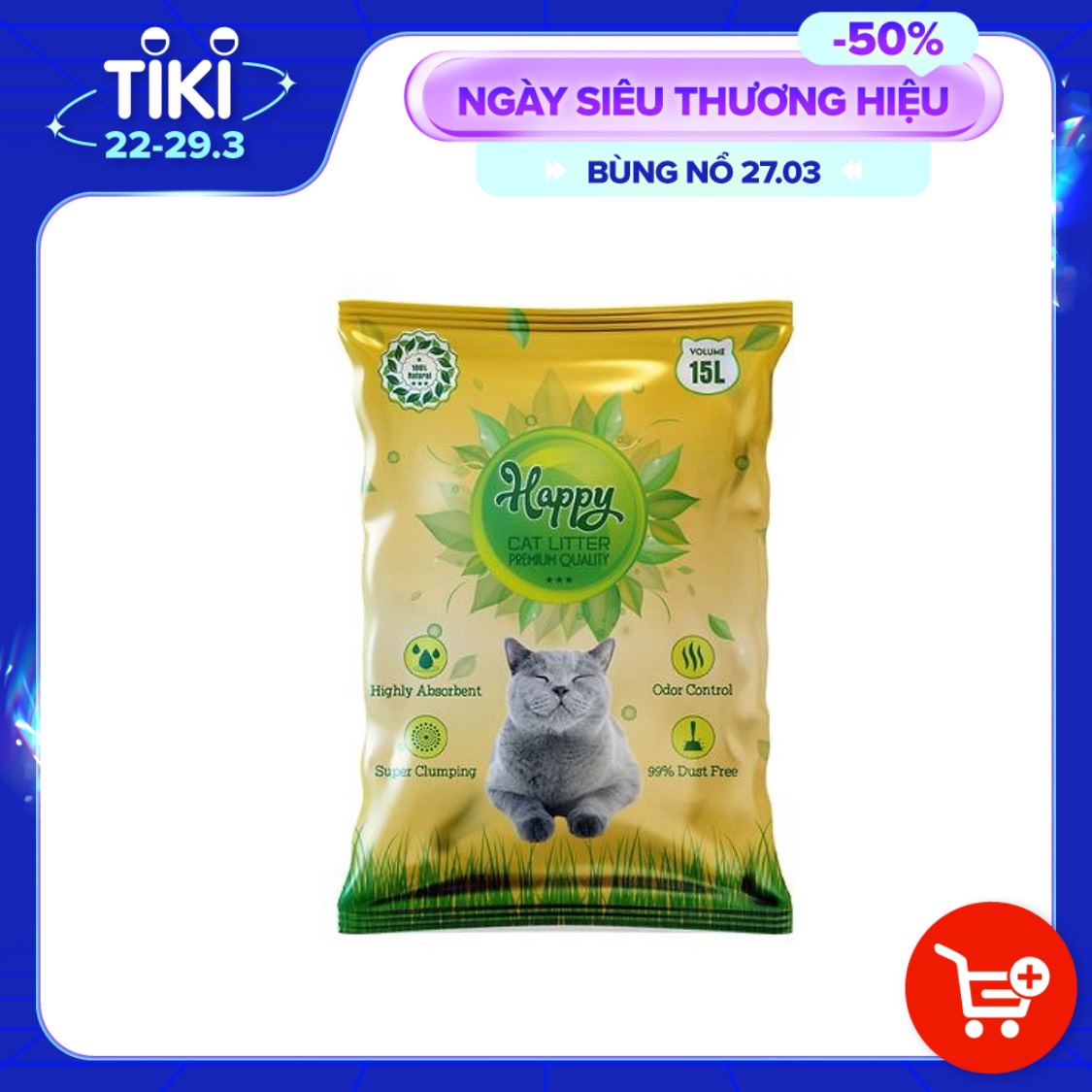 Cát vệ sinh cho mèo Happycat 15L siêu khử mùi kháng khuẩn