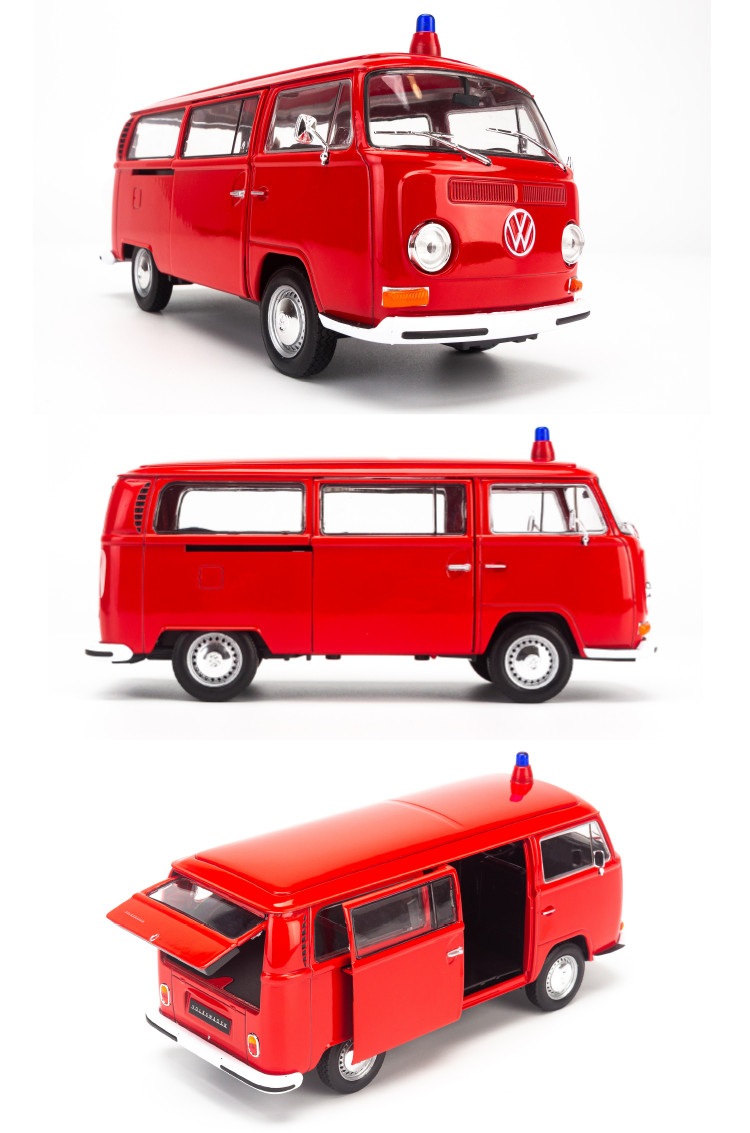 Mô hình xe 1972 Volkswagen Bus T2 Red 1:24 Welly - 22472W