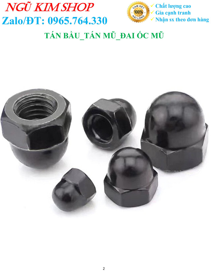 TÁN BẦU _ TÁN MŨ _ ĐAI ỐC MŨ M6 MẠ TRẮNG - ĐEN