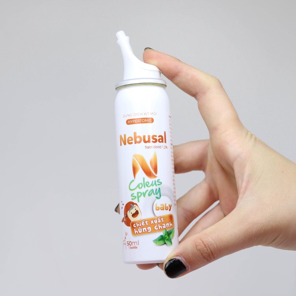 Combo Xịt Mũi Nebusal Húng Chanh và Nebusal 0.65% Giảm Nghẹt Mũi, Sổ Mũi + Dưỡng ẩm và Phục hồi mũi viêm