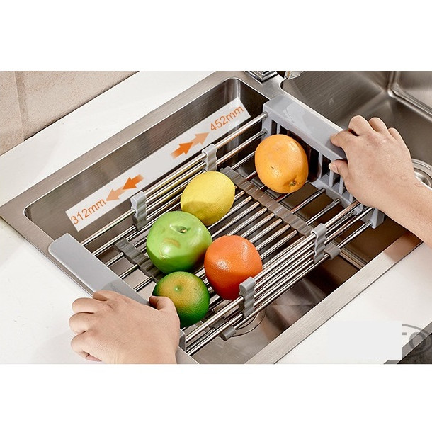 Chậu rửa chén bát inox sus304 Valenza 10048 có hộc cài dao thớt, bộ xiphong ống xả chống hôi, kèm rá rau củ inox đa năng