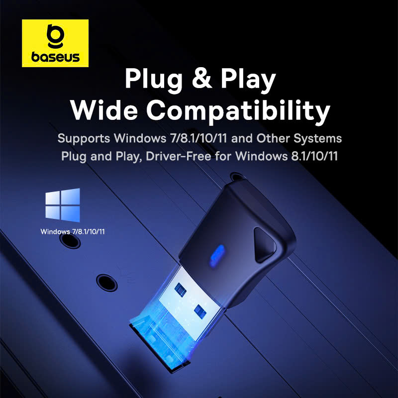 USB Bluetooth Tốc Độ Cao Baseus Encok BA04+ (Bluetooth v5.4, 20m, Wireless Audio Transmission Adapter for Laptop/Smartphone/Tablet) [ hàng chính hãng ]