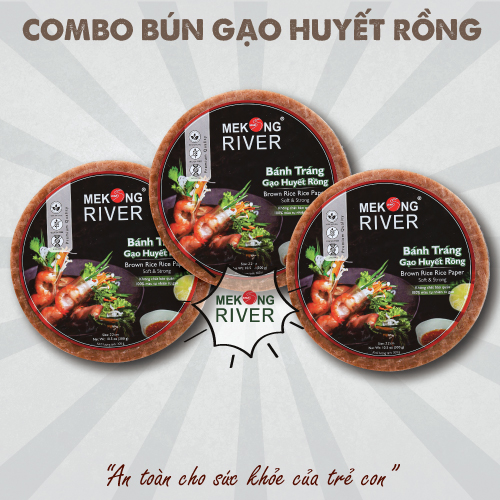 Combo 3 Túi Bánh Tráng Gạo Huyết Rồng MeKong River 22cm 300g