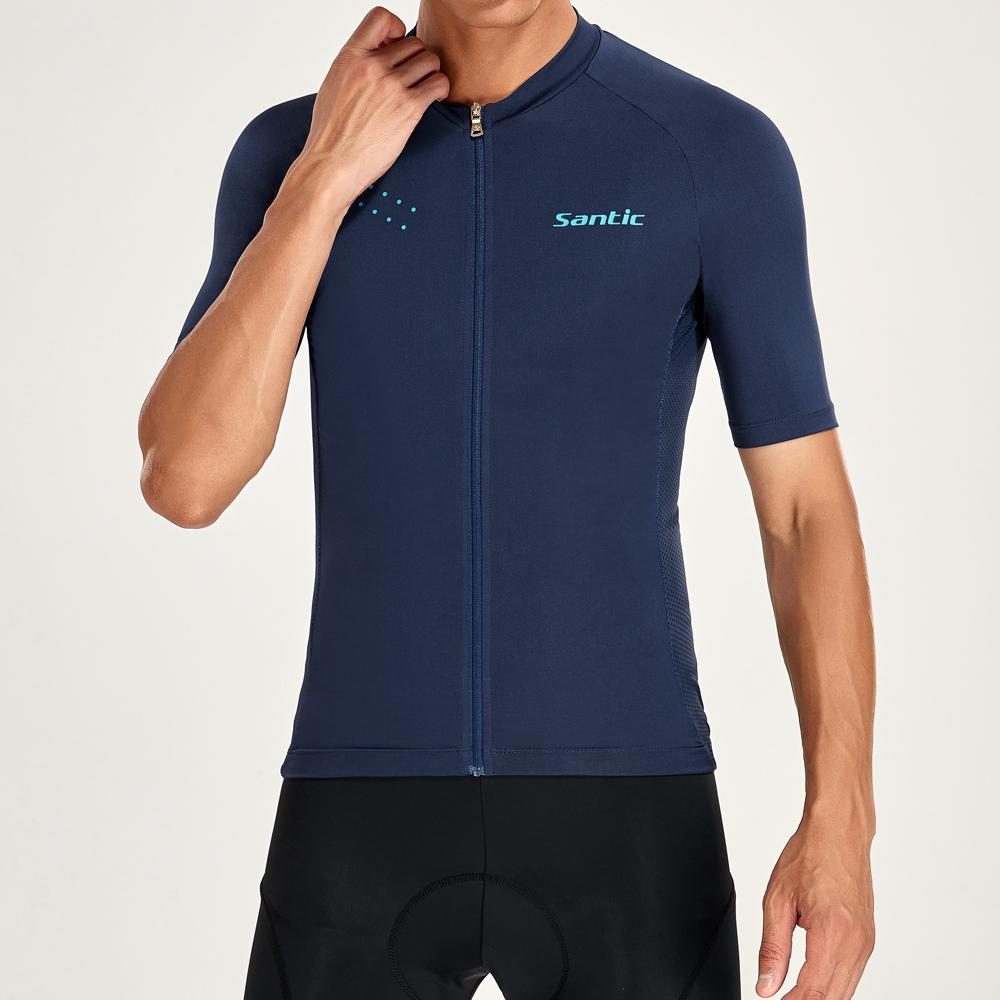 Santic Nam Đi Xe Đạp Tay Ngắn Mùa Hè Xe Đạp MTB Áo Sơ Mi Dây Kéo Đầy Đủ Đường Thoáng Khí Xe Đạp Thể Thao Quần Áo Phản Quang Kích Thước Châu Á Color: KM2C02235N Size: XXXL